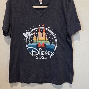 Disney Charcoal Graphic Tee with Castle Design